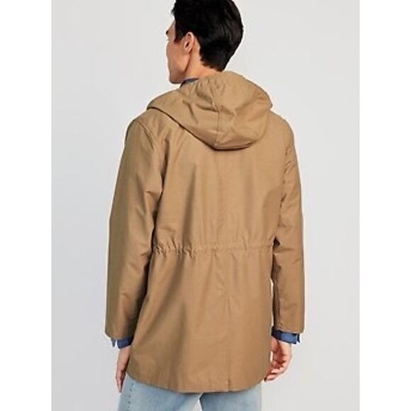 Old Navy Hooded Shell Parka Jacket Teakwood Brown Tall Water Resistant - Picture 10 of 10